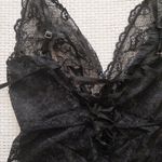 ASOS Black Lace Bodysuit With Crisscross Tieup Detail Photo 3