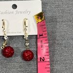 Sterling Silver Red Crystal Cubic Zirconium Drop Dangle Earrings NEW Prom Party Photo 4