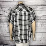 cj banks NWT Size 2X 20/22W Black & White Plaid 100% Rayon Button Down Shirt Top Photo 2