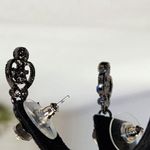 Silver Gunmetal Royal Blue Pendant Necklace and Earrings Set Photo 7