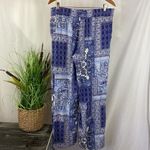 Artisan NY  Blue & White Print Lounge Drawstring Casual Pants XL Photo 1