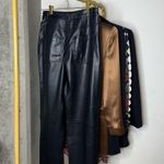 Ted Baker London Black Plaider Faux Leather Panel Crop Ankle-Length Trousers Photo 7