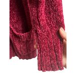 Seven7  Red Burgundy Chenille Cardigan Soft Pockets Size Small Photo 4