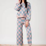 Lucca Couture  | Pink and Blue Checkered Wide Leg Pants | M Photo 1