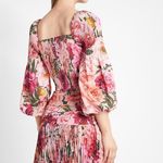 EXPRESS Floral Print Faux Wrap Puff Sleeve Cropped Top Sz L Photo 3