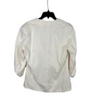 AQUA  Women's White Cotton Blend Blazer Jacket 3/4‎ Sleeve Gold Button Photo 5