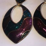 Berebi Vintage Colorful Shimmer Enamel Statement Earrings Purple Photo 1