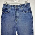We The Free  Crop Jeans Blue High-Rise Button-Fly Raw Hem Sz 31x25 Stretch Photo 1