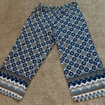 Melissa Paige Palazzo Pants 1X Geometric Border Print Boho Resort Wide Leg Chic Photo 0