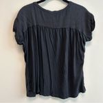 Loft  Black Mixed Media Crinkle Sleeveless Top Small Photo 2