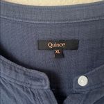 Quince navy organic cotton rolled sleeve gauzy blouse Blue Size XL Photo 6