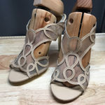 Adrianna Papell High Heel Sandals Women's 9 Beige Leather Mesh Slip-On Open Toe Photo 0