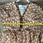 KAKTUS boutique Brown Cream beaded dress Flutter Sleeves tiered ruffle relaxed Size XL Photo 5