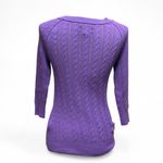 American Eagle Outfitters Y2K Style Purple Cable Knit 3/4 Sleeve Skinny Sweater Photo 2