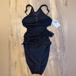 Becca NWT  Muse Macie High Neck Black Mesh Overlay One Piece Small Swimsuit Photo 3