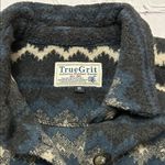 True Grit  Women’s Aztec Navy and Cream Fleece Button Up Shacket Jacket Medium Photo 1