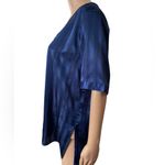 Victoria's Secret Victoria’s Secret Vintage Gold Label Blue Satin Indie Boho Button Up Sleep Top Photo 3