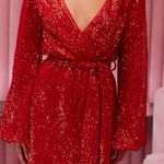 Hello Molly  Static Memory Sequin Dress In Red Photo 4