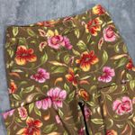 Talbots EUC VTG  Stretch Floral Cropped High Rise Pants Women's 8 Olive Green Photo 2