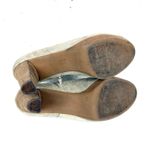 Paul Green Tasha Perforated Suede Leather Peep Toe Pumps Gold Tan Size 8 US Photo 3