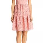 Bloomingdale’s Aqua Rosette Lace Tiered Dress, Size 4 New w/Tag Retail $278 Pink Photo 1