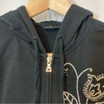 Y2K New York and Company Embroidered Floral Beaded Full Zip Hooded Sweatshirt Black Size L Photo 1