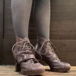 Seychelles  Brown Leather Under Construction Victorian Lace Up Heeled Ankle Boots Photo 1