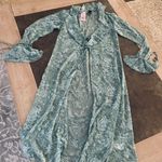 Wild Fable Women's Ruffle Duster Jacket - Aqua Green Floral Photo 6