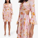 Maje NEW NWT  Rolille Ruched Satin Mini Dress In Flower Power Floral Print Photo 2