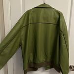 Princess Polly Green Leather Bomber Jacket Photo 2