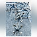 ZARA  NWT denim jean mini skirt with lace lacing detail Photo 7