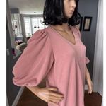 For Cynthia puff sleeved v neck high low soft pink knee length dress small Photo 7