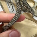 Jimmy Choo  Silver Gold Sparkle Strappy Heels Womens 9 Leather Glitter Glam Shoe Photo 3