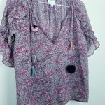 MISA Los Angeles Lino Floral Tassel Ruffle Blouse Top Photo 3