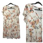 Torrid  Ladies Short Sleeve Floral Print Spring V Neck Ivory Midi Dress SZ 1 Photo 1