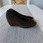 Vintage 90s Y2K Rampage Laurie Tan Brown Suede Peep Toe Wedges Sandals Shoes 7 Photo 6
