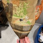 Beautiful vintage sheer silky Asian life theme earth tones scarf 27” x 27” Green Photo 11