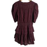 Love Shack Fancy  Marissa Plum Floral Embroidered Puff Sleeve V-Neck Mini Dress S Photo 8