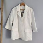 Jofemuho White Lightweight Linen Blend Blazer Jacket Size XXL Photo 0