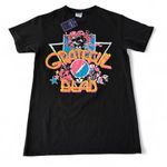 NWT Grateful Dead Shirt XS Black Concert Tee Neon Rock Band Junk Food T Shirt Photo 0