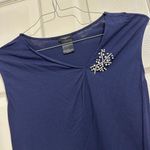 Ann Taylor LOFT Thin Blue T Shirt Top Sz S Small Rhinestone Embellished Photo 2
