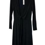 Alice + Olivia  Salina Plunging V-Neck Tie Waist Maxi Black Dress Size Medium NEW Photo 1