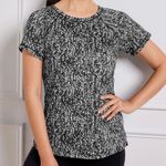 Talbots T by  Cool Slub Short Sleeve Active Tee Abstract Texture Black White S Photo 0