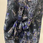 Faded Glory  Black Blue Paisley Print Blouse Size S (4-6) 3/4 Sleeve 100% Poly Photo 2