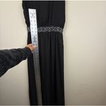 Lulus Black Maxi Dress Geometric Embellishment Back Bow Cutout V Neck Sleeveless Photo 4