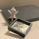 Loslie Blue Butterfly & Flower Sea Open Ring Set Silver Photo 9