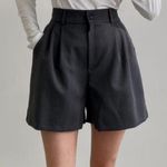 High rise pleated black pocket shorts with elastic waist Size 23 Photo 0