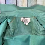 Sakowitz Vintage Trench Coat Jacket Sea Foam Green Vinyl Size 10 Belted Dagger Photo 5