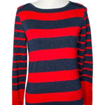 Tommy Hilfiger Knit Top Womens S Red Blue Striped Shimmery Nautical Preppy Photo 0