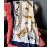 Elegant Musical Notes & Instruments Scarf White Photo 0